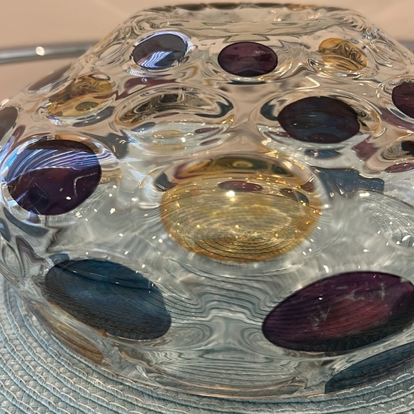Vintage Mid Century Modern Colorful Glass Bowl, 7” Round - Picture 4 of 6